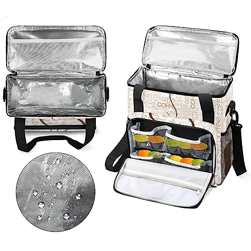 Image of Coffee Cup Coffee Maker Carring Bag Coffee Texts Travel Carrying Storage Tote Bag Compatible with Keurig K-Mini or K-Mini Plus Portable Single Serve Coffee Brewer Case with Pockets for K-cup Pods