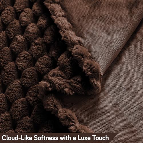 Image of HOKIPO Luxury Premium Rabbit Wool Plush Fluffy Sofa Cover, Sofa Throw for 1 Seater Sofa, 180(D) x 190(L) cm, 'BunnySoft Series' Dark Chocolate (AR-5073-DCHOC)