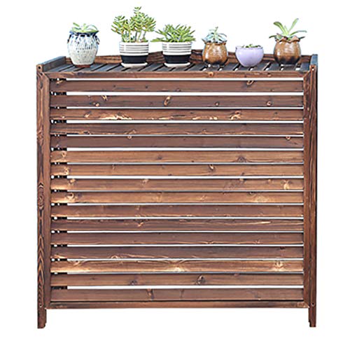 Outdoor Wooden air Conditioner Rack,Grid Anti-Corrosion Wooden air Conditioner Outer Cover Louvered,Solid Wood air Conditioner Flower Stand