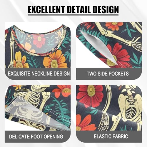 4364-human Skeleton Kids Pjs Set Boys Girls Summer Short-Sleeve Sleepwear Pajamas 2PCS4