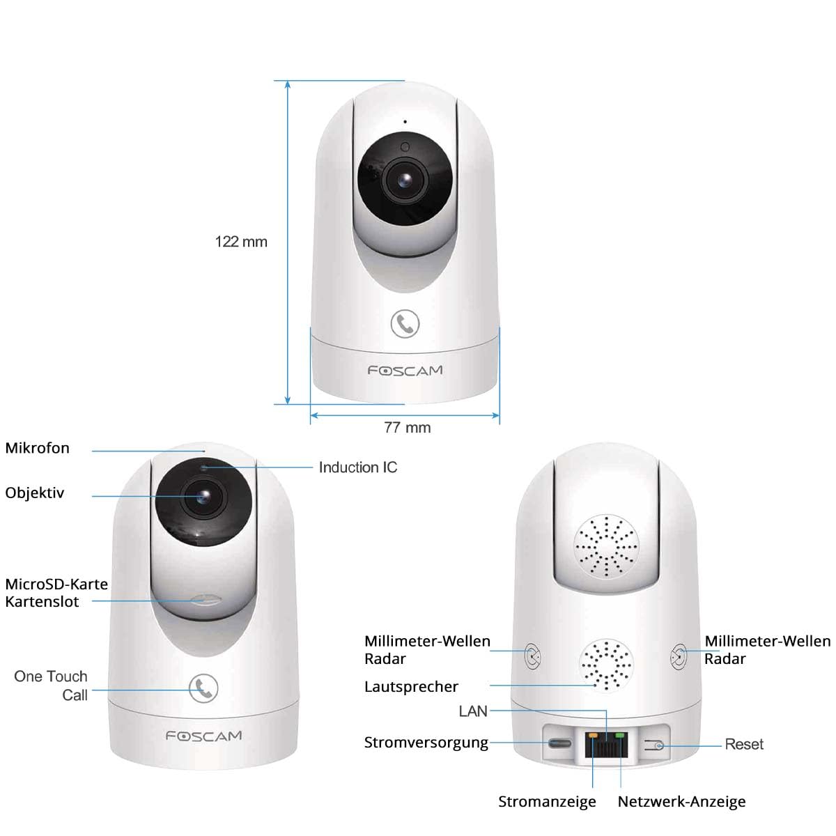 Foscam PD5 3K 5 MP WLAN-bewakingscamera met zwenk- en kantelfunctie en automatische tracking, 2-weg audio, nachtzicht in kleur, IP65 waterdicht