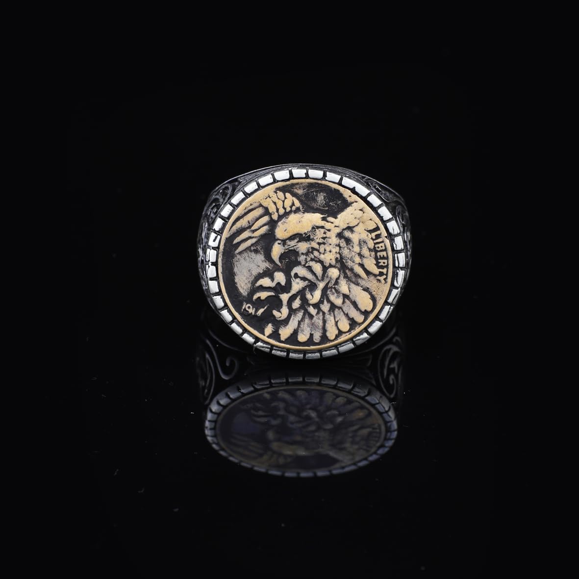 Anello dell'Aquila in Argento 925 da Uomo - Anello con Sigillo Inciso, Lucido, Stile Animale Fatto a Mano con Panno per la Pulizia dell'Argento Adeau (26)