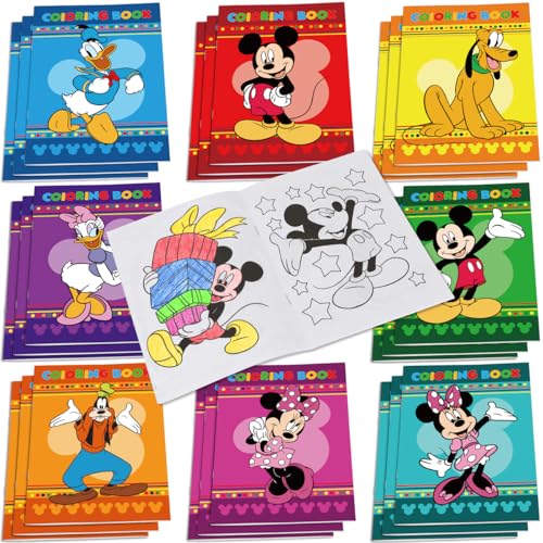 Mickey Birthday Party Supplies 24Pcs Mouse Coloring Books for Minnie Birthday Party Gifts Goodie Bag Stuffers Classroom Rewards 8 Styles