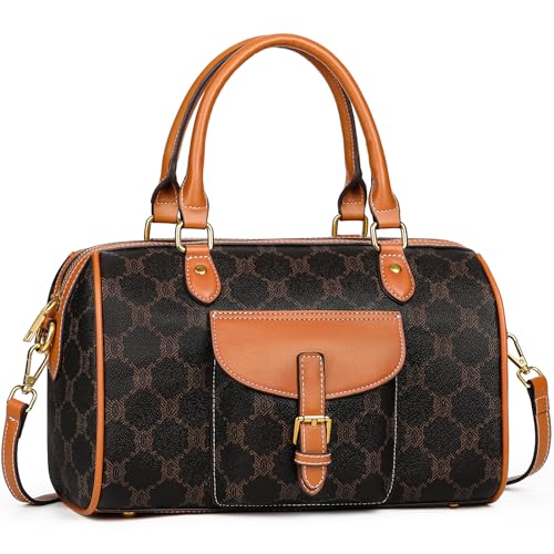 TIBES Vintage Barrel Bag for Women - Vegan Leather Purses and Handbags Satchel Bags for Women, Ladies Top Handle Handbags