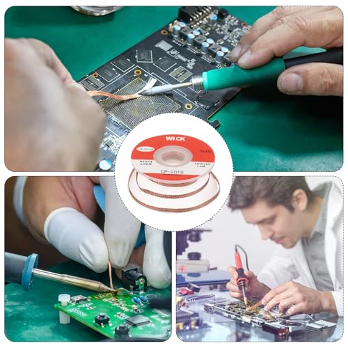Image of MECCANIXITY Solder Wick Braid No-Clean Desoldering Wick Braid 0.08 Inch Width 5 Feet Length for Remove the Solder Electrical Components 3 Pack