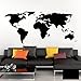 Grandora Tatouage Mural Carte du Monde Carte du Monde Globe terrestre Carte I Noires (BxH) 100 x 44 cm I Atlas du Monde Chambre à Coucher Salon Sticker Mural Sticker Mural W698