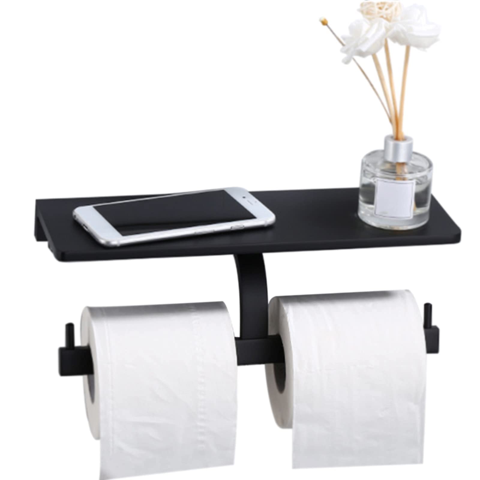 Doppel-Toilettenpapierhalter, Badezimmer-Toilettenpapier-Handyhalter mit Ablage for Badezimmer-Küchen-Accessoires