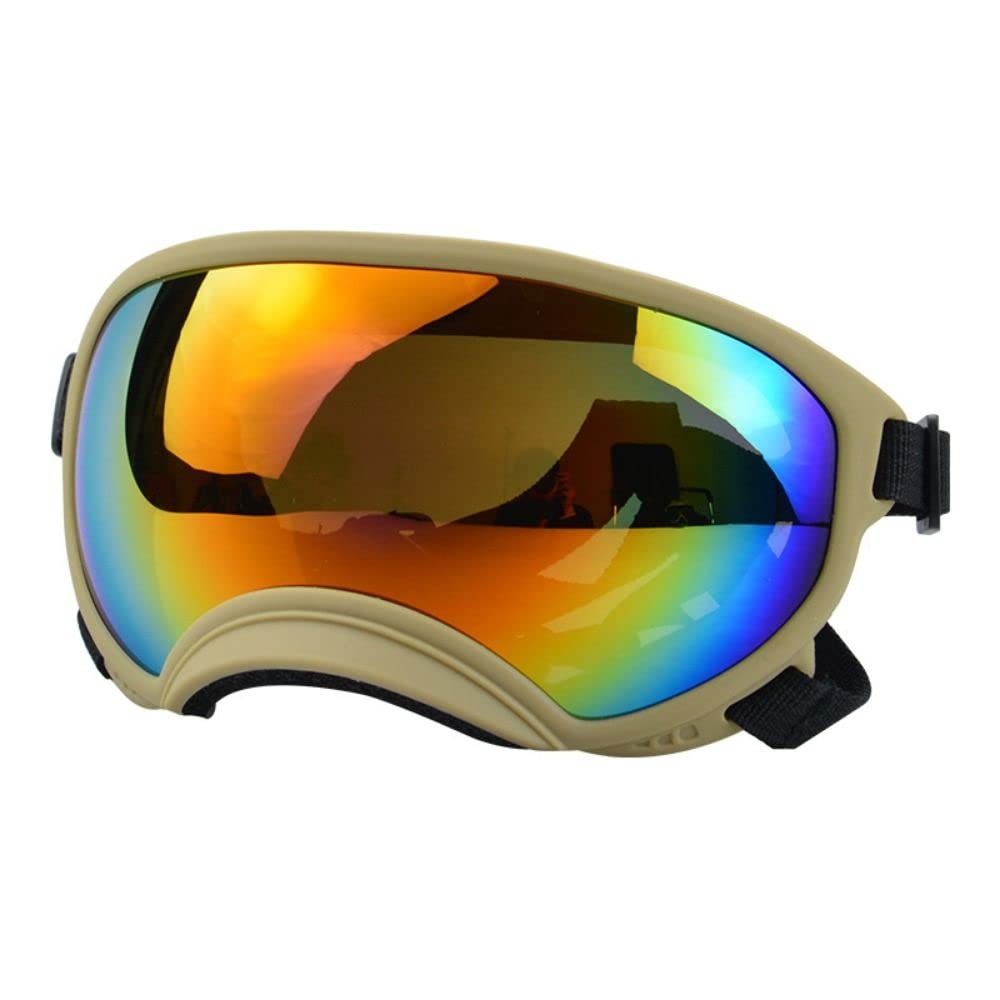 Sunscreen Pet Dog Glasses with Adjustable Strap, UV Protection Winproof Dog Sunglasses for Walking Skiing(khaki&red) — image 1