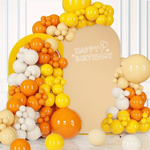 Image of SoarDream Khaki Arch Backdrop Cover Spandex Fitted 5FT Wedding Arch Covers Balloon Round Top Chiara Arch Backdrop Fabric for Outdoor Wedding Birthday Party Stage Decoations