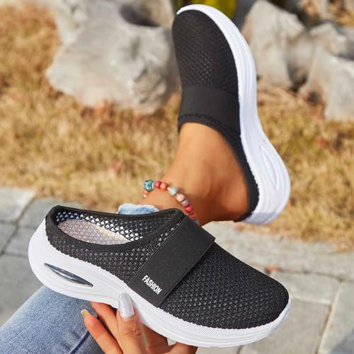 Generisch Orthopädische Schuhe Damen Luftkissen Hausschuhe Hinten Offen Diabetiker Wanderschuhe Mesh Atmungsaktiv Sandals Air Cushion Slip On Walking Shoes Outdoor-Walkingschuhe Mode