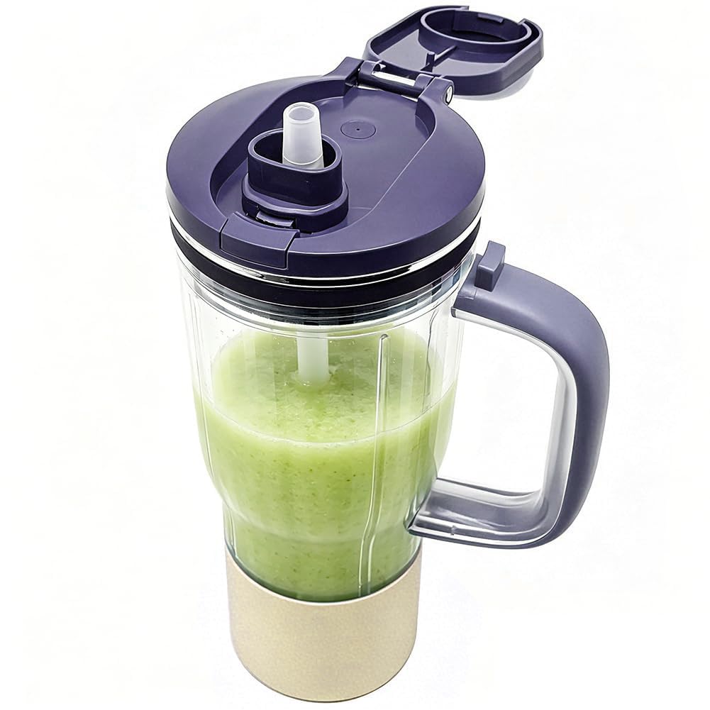 für Ninja BlendBoss Mixer To-Go-Becher Zubehör, 710ml Ersatzbecher mit Deckel & Abnehmbarem Strohhalm Kompatibel mit Ninja Blend Boss DB300EU DB351EU-Serie Standmixer, BPA-frei & Spülmaschinenfest