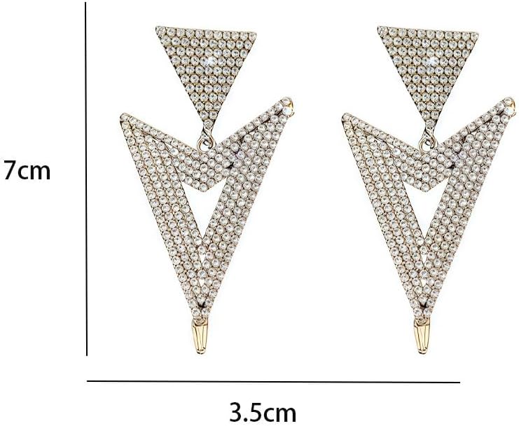 Rhinestone Earrings for Women Sparkling Crystal Geometry Triangle Bridal Chandelier Drop Dangle Earrings Elegant Cubic Zirconia Wedding Statement Earrings Bridal Wedding Banquet Jewelry - Image 4