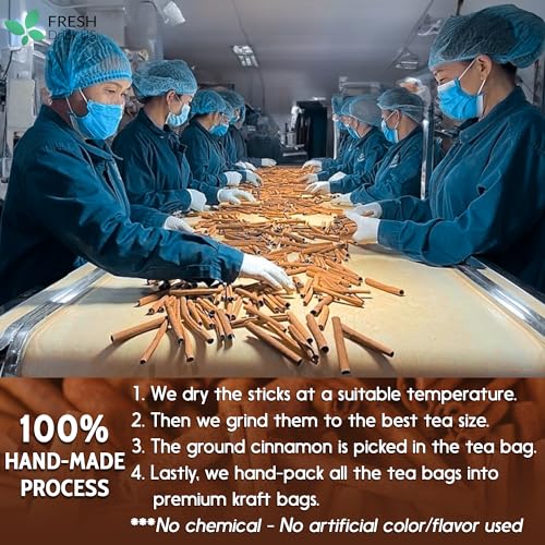 Image of FreshDrinkUS, Premium 40 Tea Bag Natural & Pure from Cinnamon Sticks. Cinnamon Herbal Tea. Made with Natural Material Tea Bags. No Sugar, No Caffeine, No Gluten, Vegan