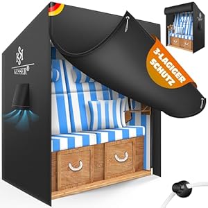 KESSER® Premium Strandkorb Schutzhülle mit Belüftungsöffnungen, Strandkorbhülle Wasserdicht, Winterfest UV-Beständiges, Schwerlast Reißfest 600D Oxford Gewebe Abdeckung (135x105x175cm), Schwarz