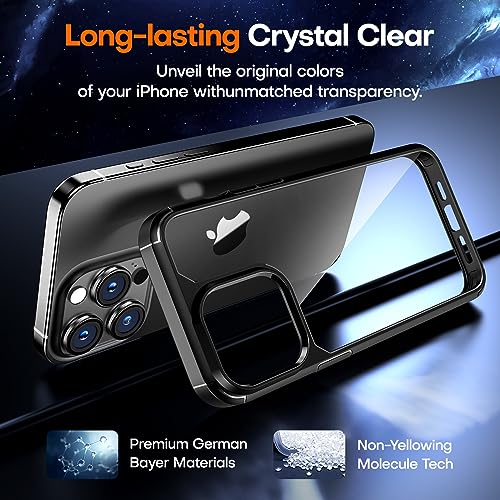 Image of TAURI for iPhone 15 Pro Max Case, with Screen Protector, Black | Anti-Yellowing Military-Grade Protection Shockproof Slim Phone Case for iPhone 15 Pro Max
