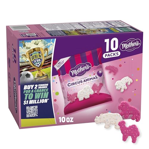Mother’s Original Circus Animal, Frosted Animal Cookies with Rainbow Sprinkles, 10 packs, 1 oz...