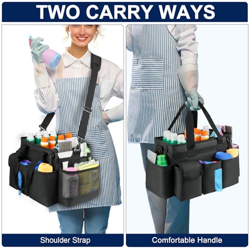 Cleaning-CaddyCleaning-Bag-for-HousekeepersCleaning-Supplies-Organizer-with-HandleBlack