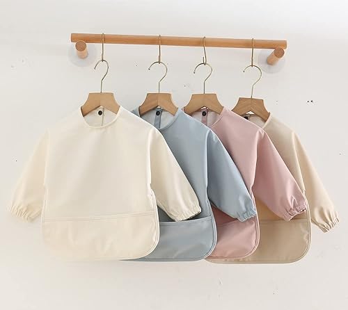 Miniatura 2 de Baberos impermeables para bebés babero de manga larga para bebés con atrapa alimentos fácil de limpiar y lavable súper suave