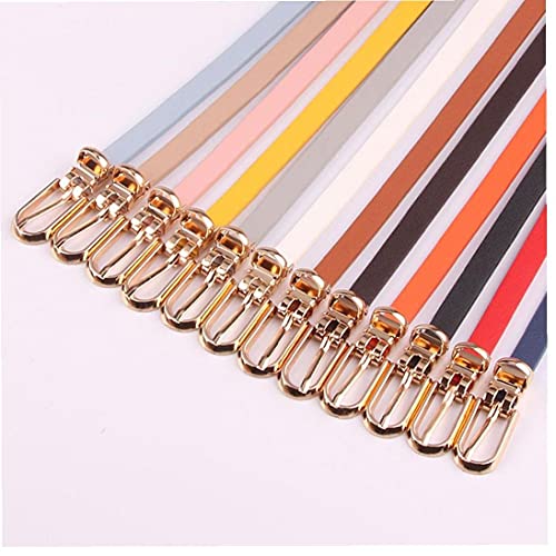 Women's Skinny Belt Color Slender Waistband Thin Leather Waist Strap for Dress Paints Casual Decor(Yellow)4