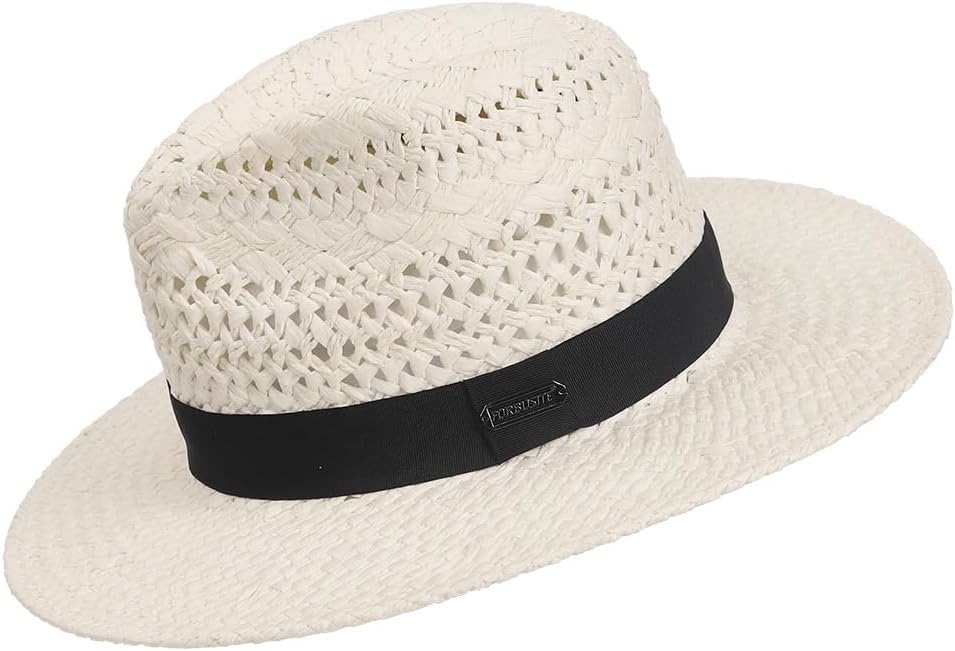 Summer Straw Sun Hat, Wide Brim Fedora Panama Beach Hats for Men and Women - Image 2