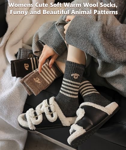 Image of IIG Winter Warm Wool Socks for Women Original Design Trendy Boot Socks Ideal Gift