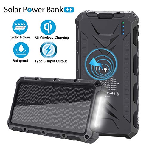 Solar Charger SendowTek Wireless Portable Charger 12000mAh Solar Power Bank Backup Battery