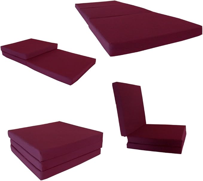 D&D Futon Furniture Burgundy Shikibuton Trifold Foam Beds 3 x 27 x 75, 1.8 lbs high