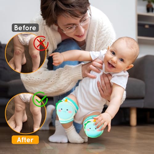 6 Pairs Baby Knee Pads for Crawling Baby Cartoon Kneepads Baby Breathable Knee Pads Cute Animal Anti-Slip and Protect Toddlers Knees for Boys Girls Crawling Knee Pads 0-3 Years Old 5