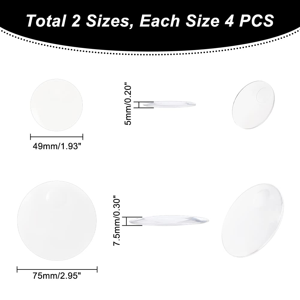 AHANDMAKER 8 lentes convexas dobles, lentes de vidrio óptico de 49/75 mm de diámetro para lupa, espejo cóncavo de vidrio de longitud focal de 170/205 mm para aulas de física, laboratorios de enseñanza