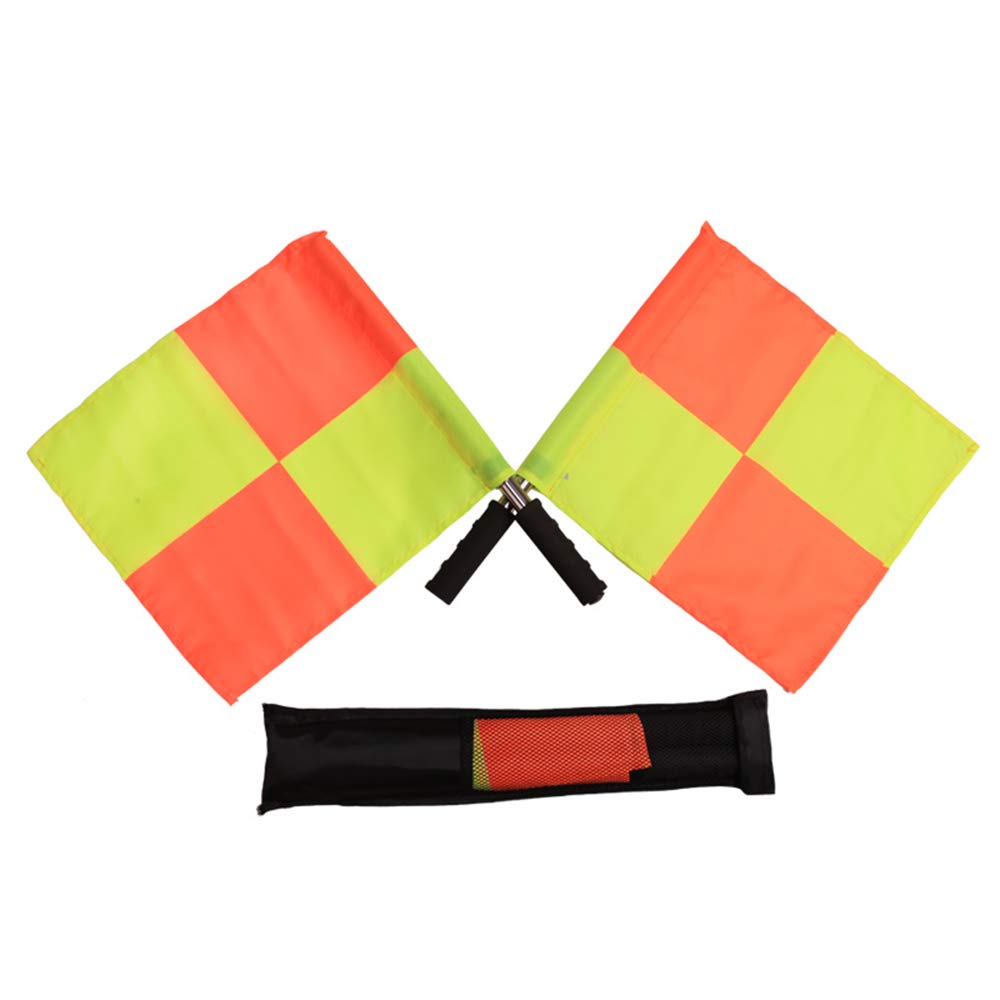 Jeu De 2 Drapeaux D'arbitre Rouge Et Vert – Manche Antidérapant, Polyester Solide, Pour Football, Rugby Et Sports De Terrain