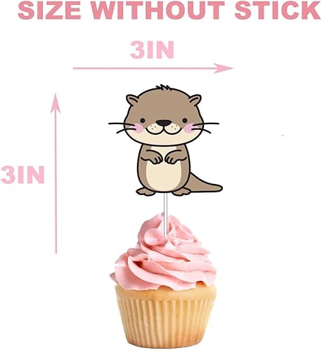 Miniatura 2 de Decoración para cupcakes de nutria, 10 piezas, lindas decoraciones de fiesta de cumpleaños de nutria marina para niños, baby shower, suministros