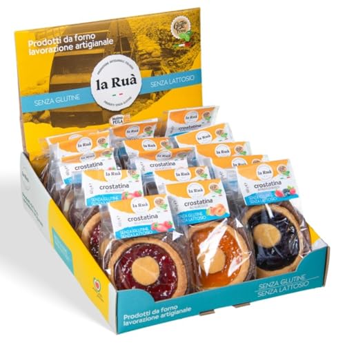 La Ruà® | Tartaletas de Albaricoque, Fresa y Frutos Rojos, Sin Gluten y Sin Lactosa | Snacks con Harina de Maíz y Harina de Arroz, Rellenos de Mermelada y Fruta - 15 Tartaletas