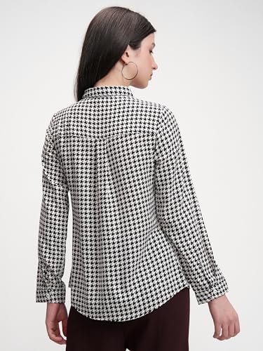 Image of Tokyo Talkies Women's Herringbone Print Long Cuff Sleeve Shirt | Classic & Sophisticated | Perfect for Work & Smart Casual Looks | Tops for Woman | Women Tops | Stylish Top