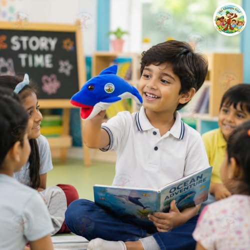 Image of Fish Puppet Soft Hand Puppet for Kids Role Play Storytelling Educational Toy