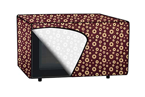 Image of The Furnishing Tree PVC Waterproof Microwave Oven Cover Compatible for Panasonic 20 L Solo NN-SM255WFDG Floral Pattern Coffee