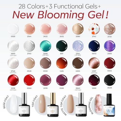 Image of modelones Cat Eye Gel Nail Polish Kit Jelly 32PCS 28Colors Glitter