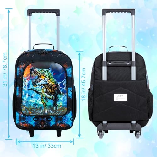Image of CCJPX Kids Suitcases for Boys, Cute Dinosaur Luggage Rolling with Wheels, kids carry on luggage for Children Toddler Elementary(Black)