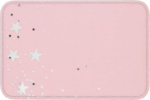 Miniatura 7 de Tapete para puerta de 16 x 24 pulgadas, con estampado de estrellas rosas y blancas, antideslizante, tapete de bienvenida para puerta delantera, para