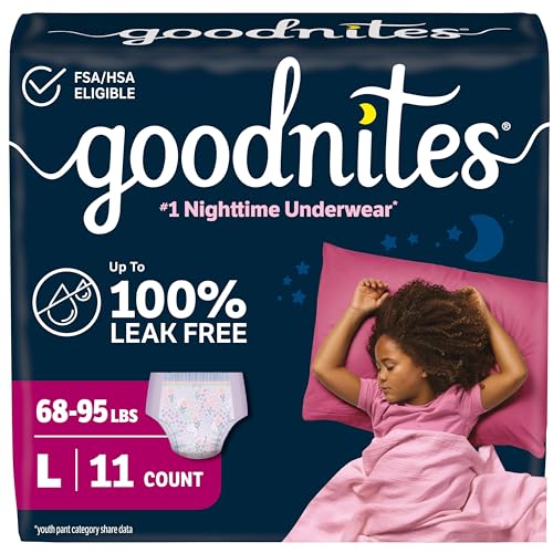 Image of GoodNites Girls Nighttime Underwear, Size Large, 11 Ct