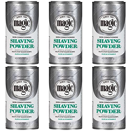 SoftSheen Carson Magic Razorless Shaving for Men, Hair Removal Shave Powder, Helps Stop Razor Bumps Ingrown Hair, Condition, 6 Pack Conditioning 27 oz