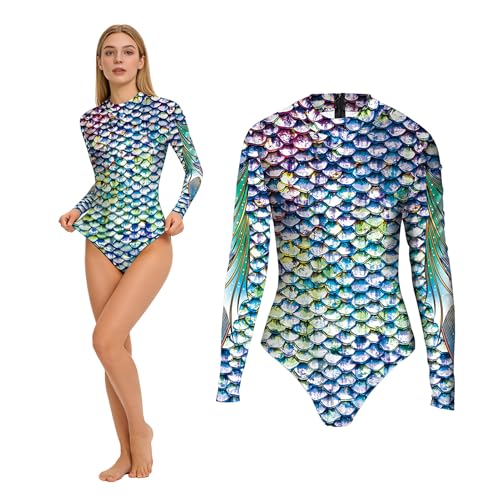 OPEIXSAYKOC Traje de baño de Sirena para Mujer, Disfraz de Sirena para Mujer, Traje de baño de Escamas de pez, Traje de baño con Escamas Brillantes, para Fiestas temáticas de Carnaval