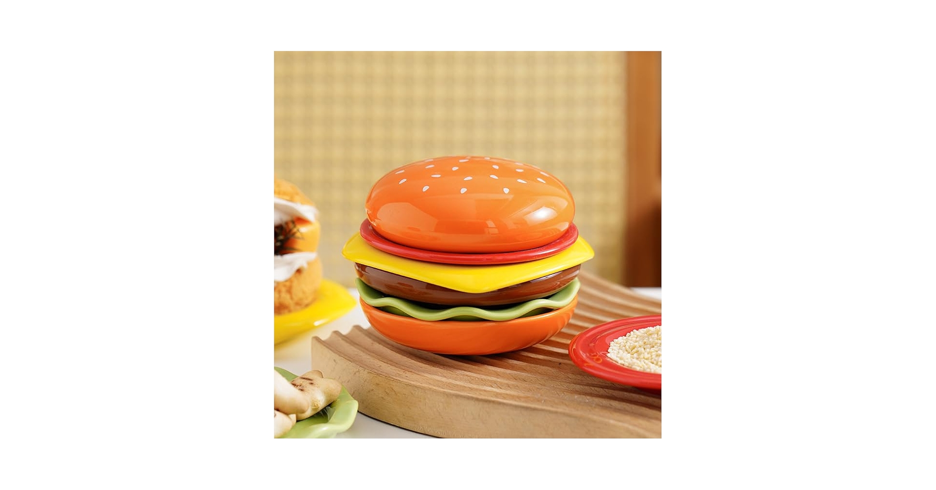 油彩『Burger Set』 Amazon.com: frymmx 6-Piece Stackable Burger Plate Set