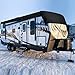 RV Travel Car Snow Guard Covers, Heavy Duty Polyester Oxford RV Trailer Rooftop Cover with Windproof Side-Straps and Buckles, RV(A,B,C)/ Motorhome Trailer/Camper Van Cover (Black_34.4Ft)