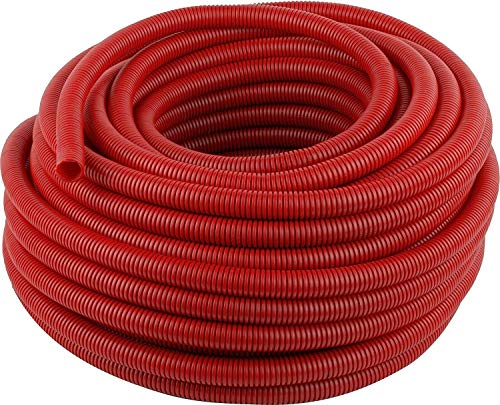 Armar Trading LTD - Rollo de tubo corrugado flexible de polipropileno flexible (50 m, 18 mm), color rojo