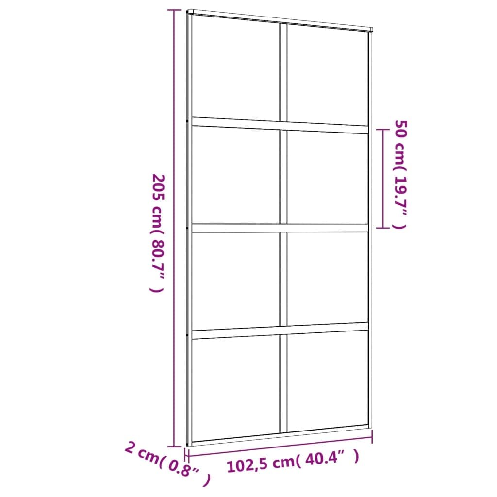 Drzwi przesuwne złote 102,5 x 205 cm, matowe szkło ESG, aluminium, materiały budowlane, drzwi, drzwi domowe