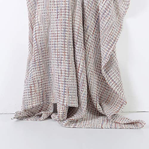 100% Cotton Throw Blanket, Waffle Woven Multicolored Yarn Dyed Decorative Throw, Rustic Pre-Washed Ultra Soft, Cozy, Light Weight Blanket for Couch, Bed, Travel,Farmhouse Boho Thermal Throw, 60x86