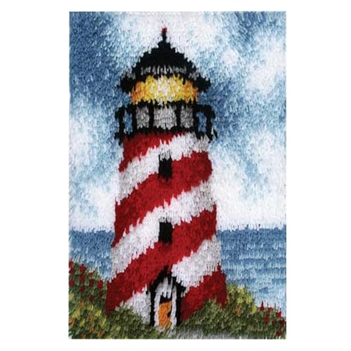 hifrom Knüpfteppich Zum Selber Knüpfen Set, 50x38cm DIY Knüpfhaken Teppich Set Knüpfsets Latch...