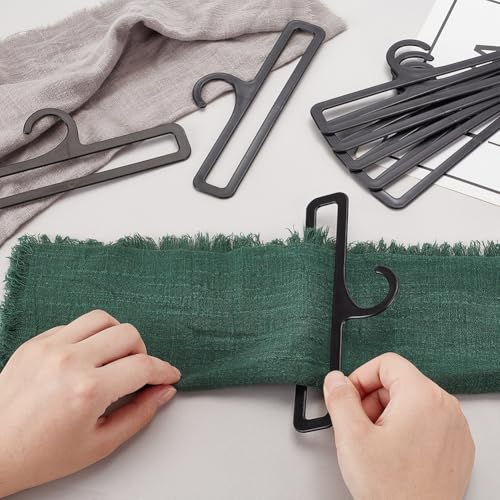 AHANDMAKER 10Pcs Scarf Hangers, Black Rectangular Towel Holder, Plastic Scarf Holder Organizer, Scarf Display Tie Organizer - Image 3