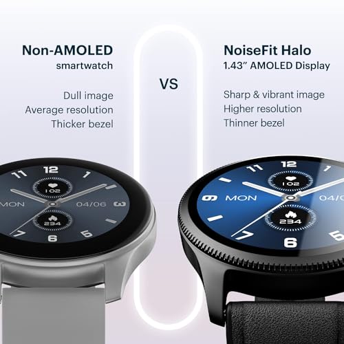 Image of NoiseFit Halo Limited Edition 1.43 inch AMOLED Display, Bluetooth Calling Round Dial Smart Watch, Premium Metallic Build, Always on Display, Smart Gesture Control, 100 Sports Modes (Jade Alloy)