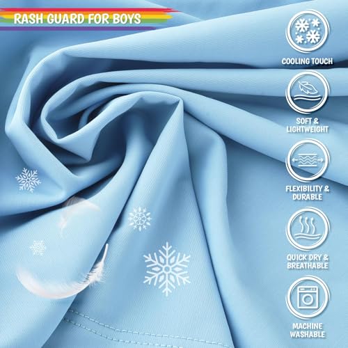 Image of Boy's UPF 50 Rash Guard Swim Shirts Short Sleeve Sun Protection SPF Fishing Surfing Water Beach Shirts Quick Dry